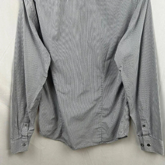 Theory Button Front Shirt, Sylvain Style, Long Sleeves, Black, Gray Check, Small - Picture 8 of 9